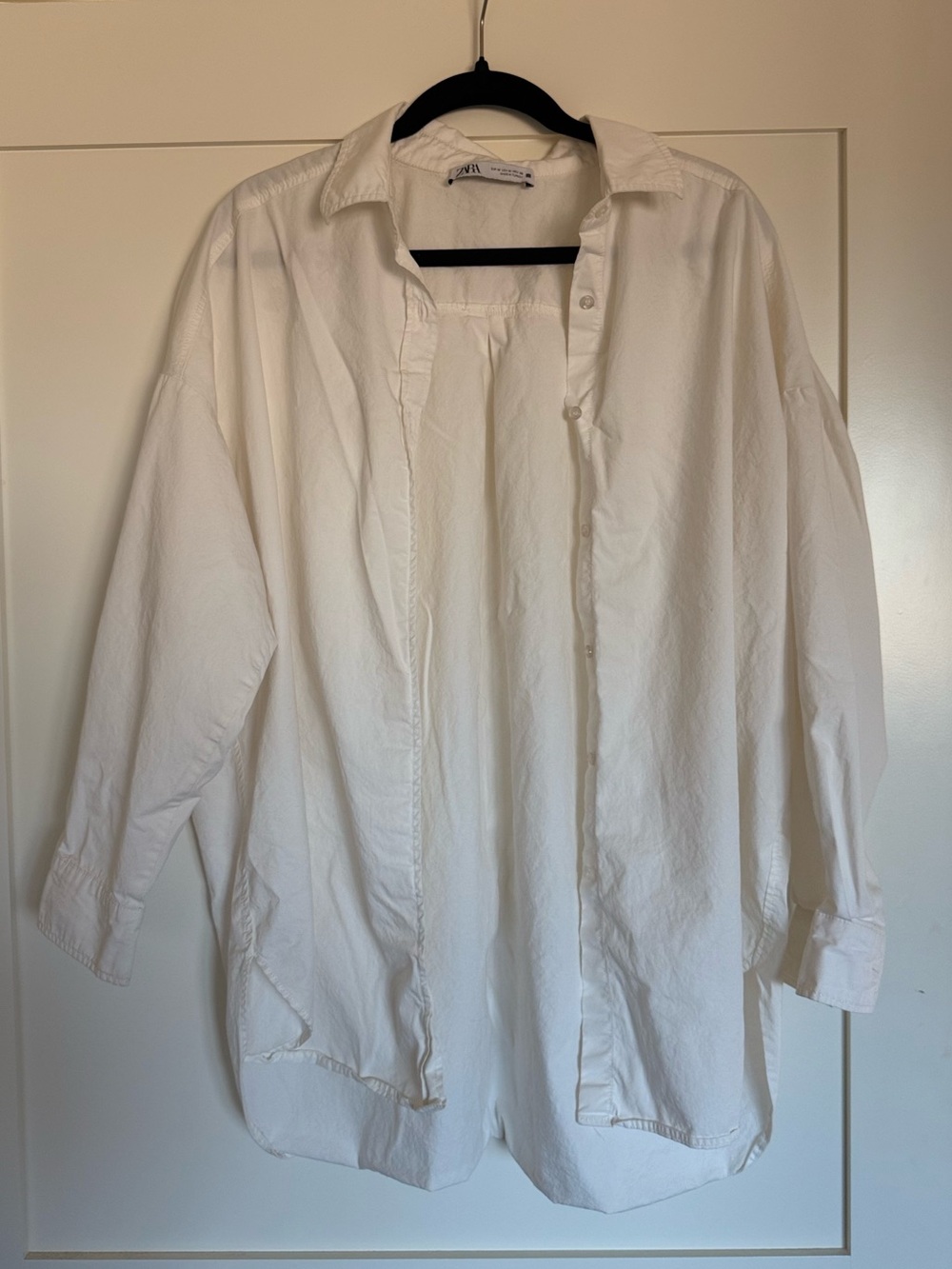 Zara White Oversized Button-Down Shirt